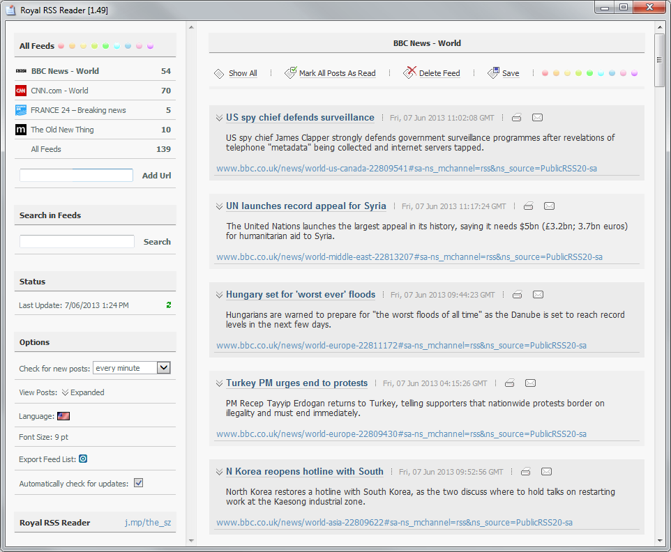 Royal RSS Reader screenshot